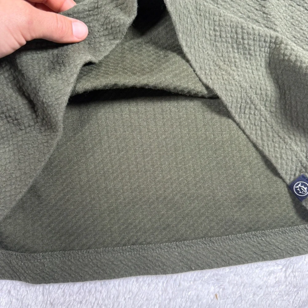 Southern Tide Tide To Rail Mens XL Green Spandex 1/4 Zip L/S Textured Pullover